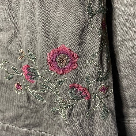 Colleen Lopez Phoenix Embroidered Birds Military Green Woman's Jacket Size M - Picture 11 of 15